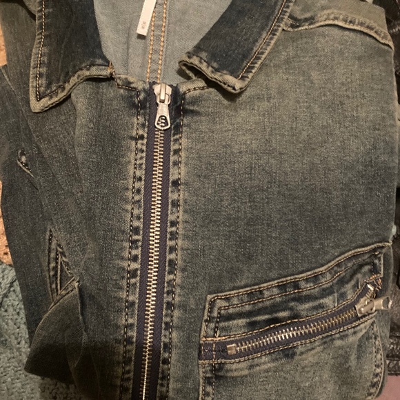 FP Lennox Racer Jumpsuit Utility Jean Denim Zip zip M Med Pockets - Picture 14 of 15